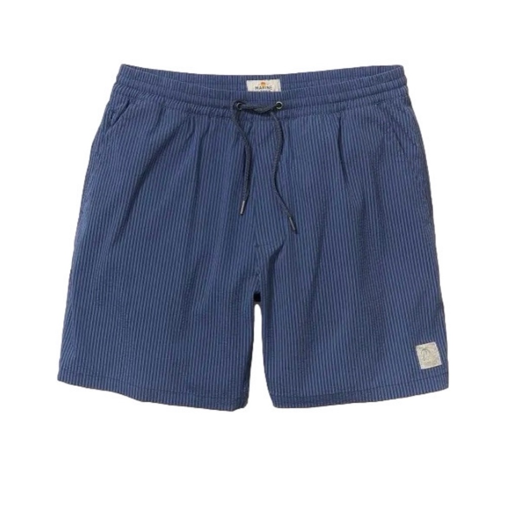 Marine Layer 6" Lined Sport & Swim Short, Large, Navy / Blue Stripe